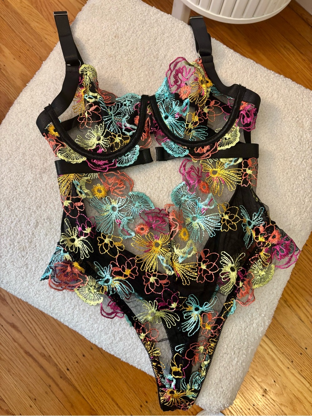 Multi color floral bodysuit